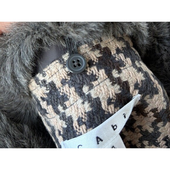 CAbi Wool Blend Houndstooth Coat Size 4 Lined Removable Fur Collar - Picture 8 of 9
